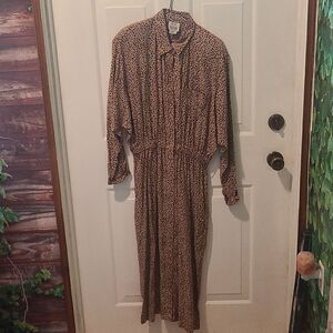 Size 10 Together Brown and Tan Print Midi Dress